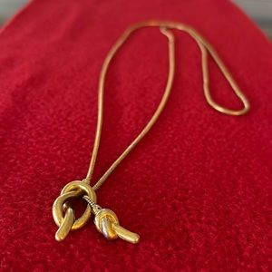 Gold tone Lariat Knot Snake chain necklace